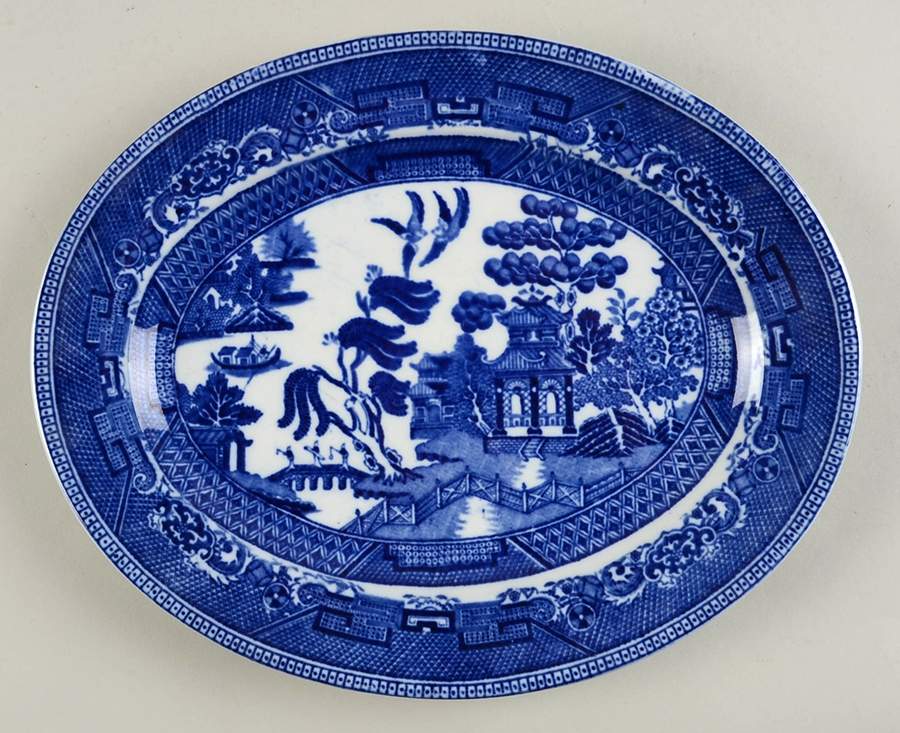 Ye Olde Willow 11" Oval Serving Platter by James Kent (England)-1