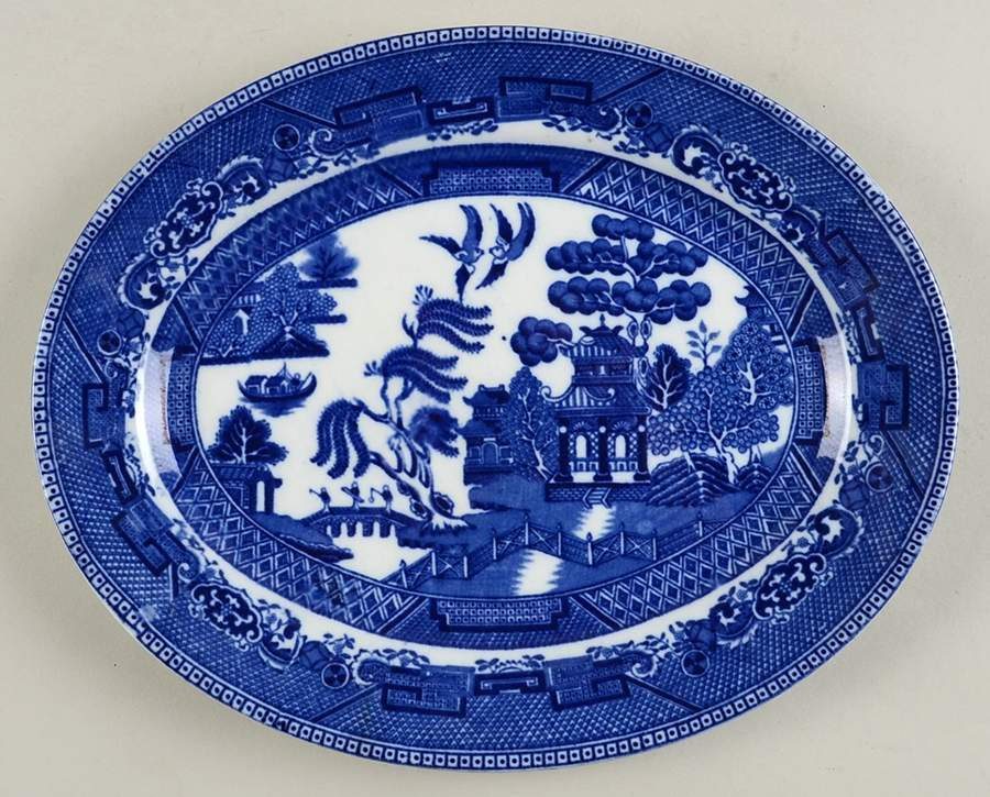 Ye Olde Willow 10" Oval Serving Platter by James Kent (England)-1