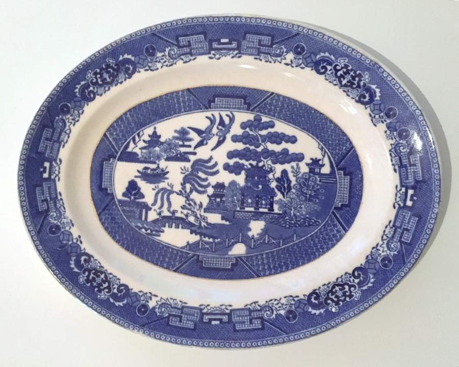 Ye Olde Willow 13" Oval Serving Platter by James Kent (England)-1