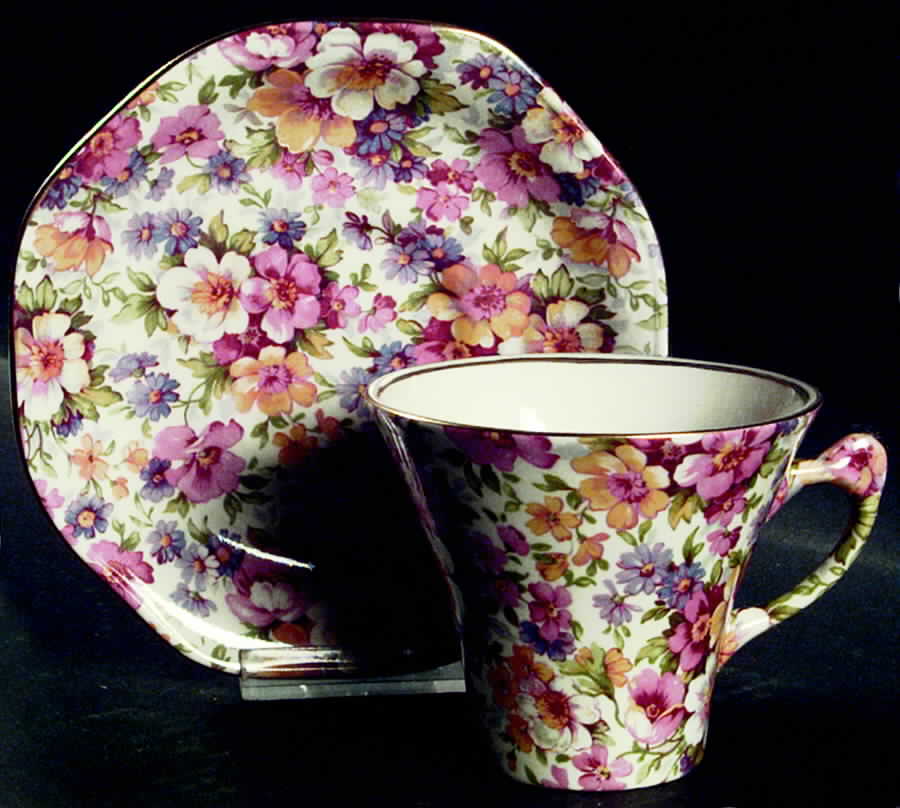 Dubarry (Majestic Shape, New, Globe Stamp) Flat Cup & Saucer Set by James Kent (England)-1