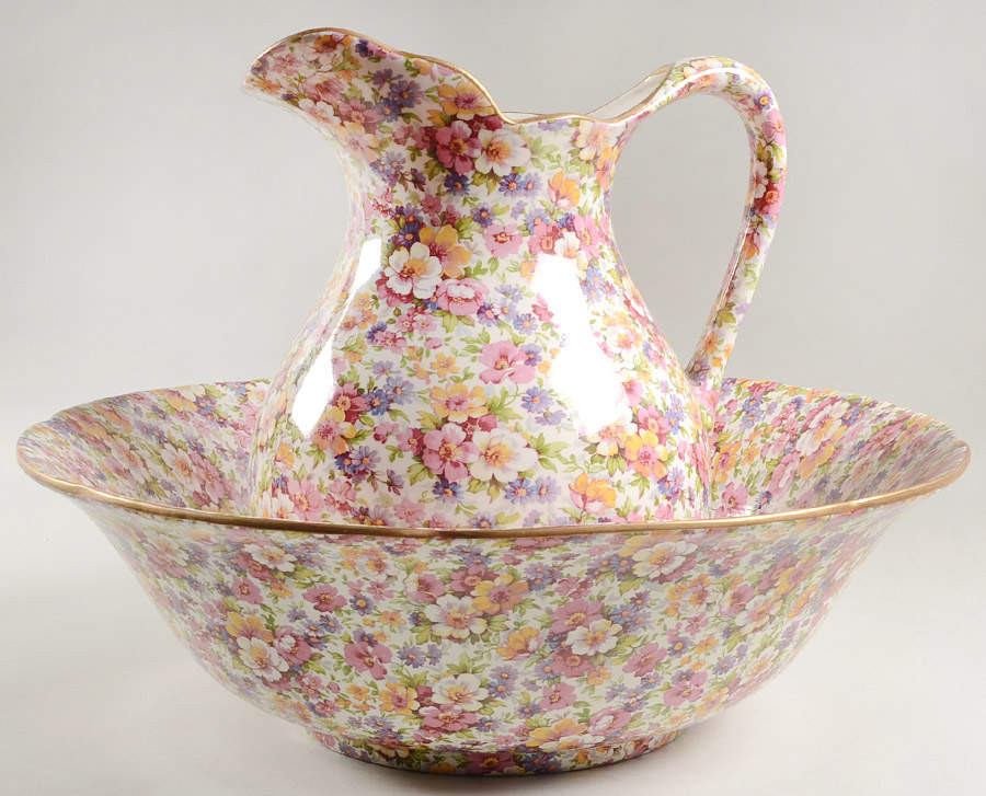 Dubarry (Granville, New, Globe Backstamp) 128 Oz Pitcher and Bowl Set by James Kent (England)-1