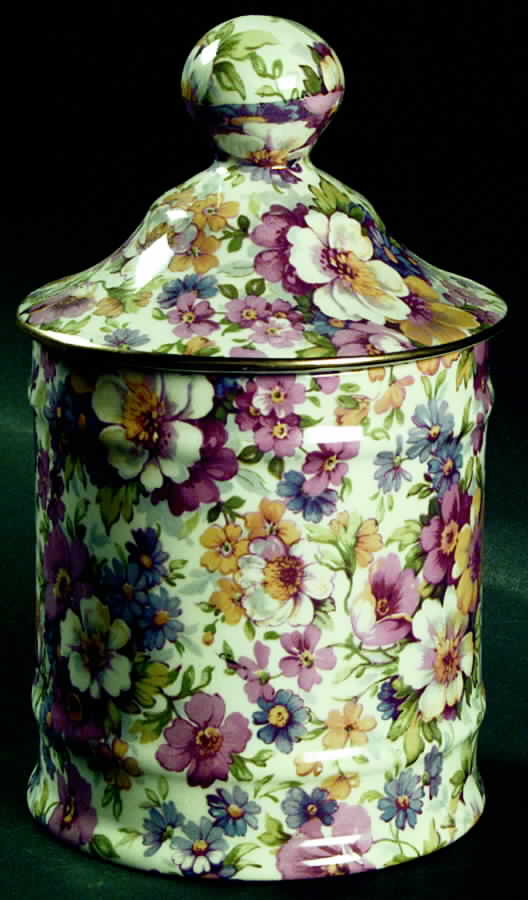 Dubarry (Granville, New, Globe Backstamp) Cotton Ball Jar and Lid by James Kent (England)-1
