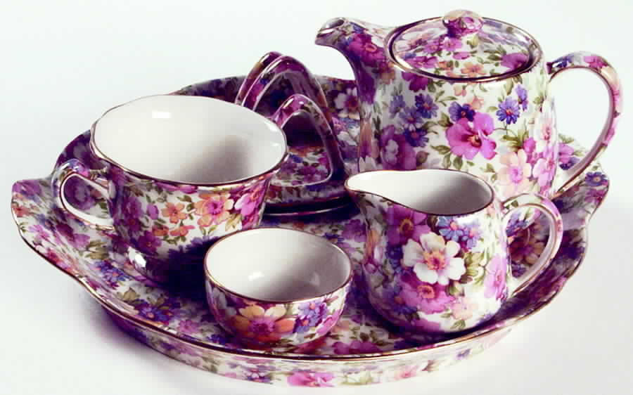 Dubarry (Granville, New, Globe Backstamp) 6-Piece Breakfast Set (Footed Cup) by James Kent (England)-1