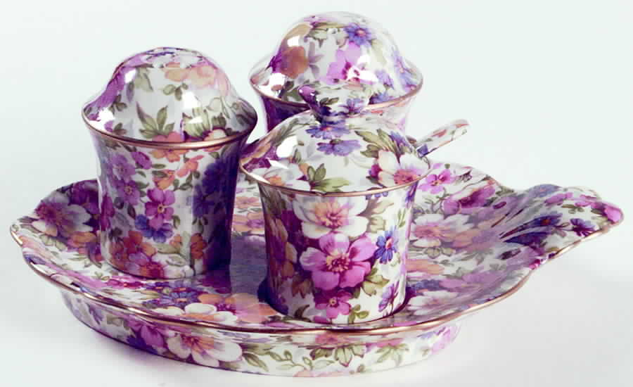 Dubarry (Granville, New, Globe Backstamp) Condiment Set by James Kent (England)-1