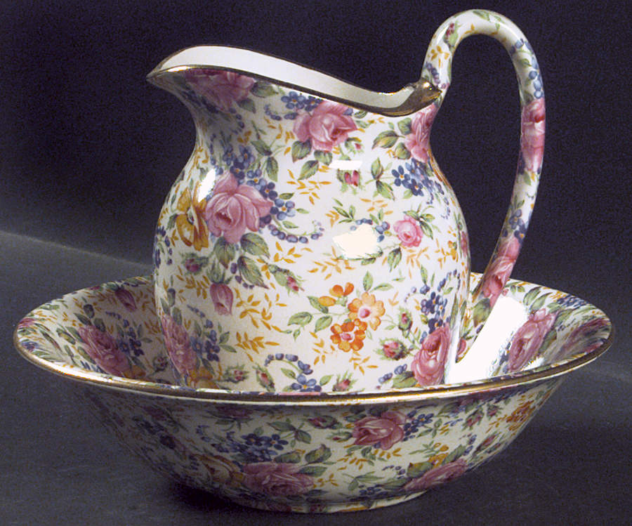 Rosalynde(Granville, New, Globestp) 16 Oz Pitcher and Bowl Set by James Kent (England)-1