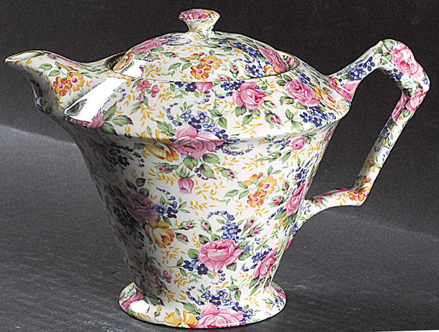 Rosalynde(Granville, New, Globestp) Round Diamond Teapot & Lid by James Kent (England)-1