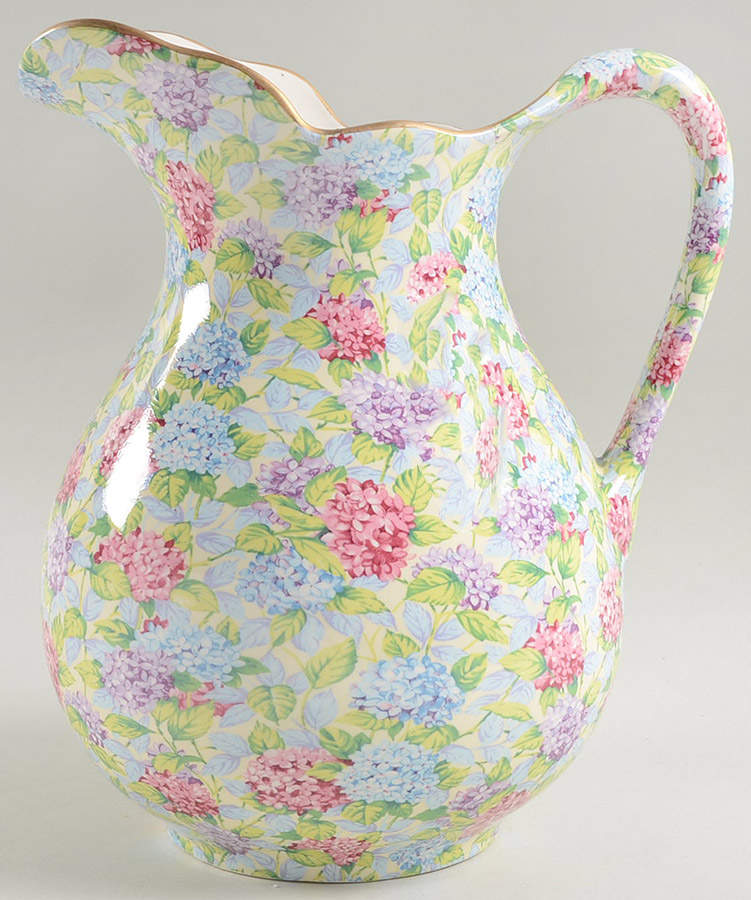 Hydrangea (New, Granville, Cream Background) 128 Oz Pitcher and Bowl, Pitcher Only by James Kent (England)-1