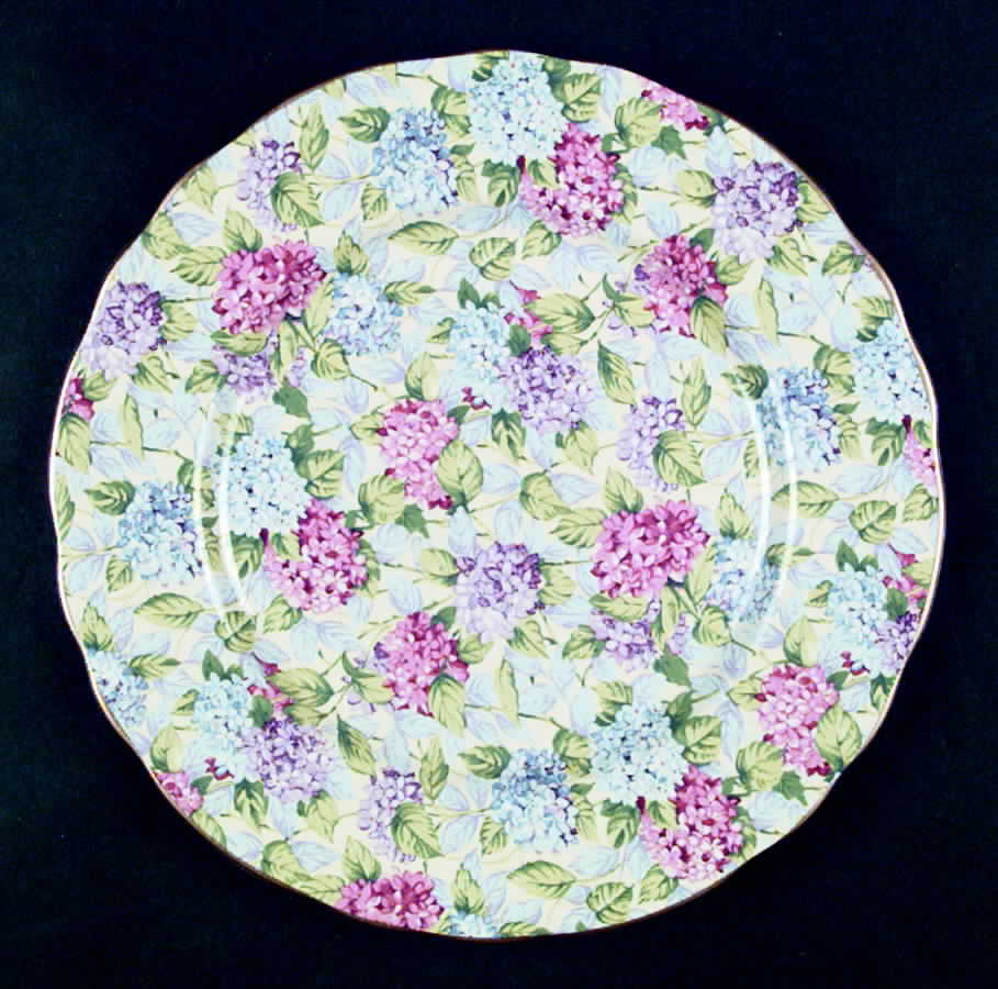 Hydrangea (New, Granville, Cream Background) Dinner Plate by James Kent (England)-1
