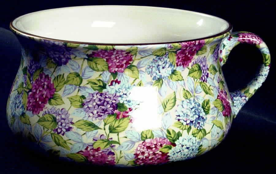 Hydrangea (New, Granville, Cream Background) Open Chamber Pot by James Kent (England)-1