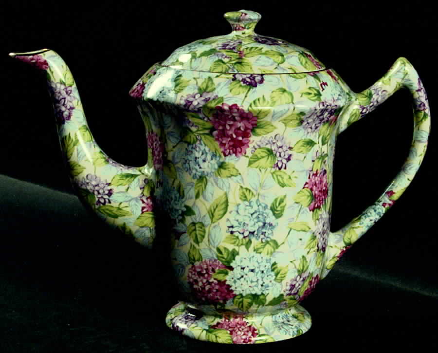 Hydrangea (New, Granville, Cream Background) Granville Coffee Pot & Lid by James Kent (England)-1