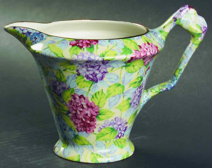 Hydrangea (New, Granville, Cream Background) Diamond Round Creamer by James Kent (England)-1