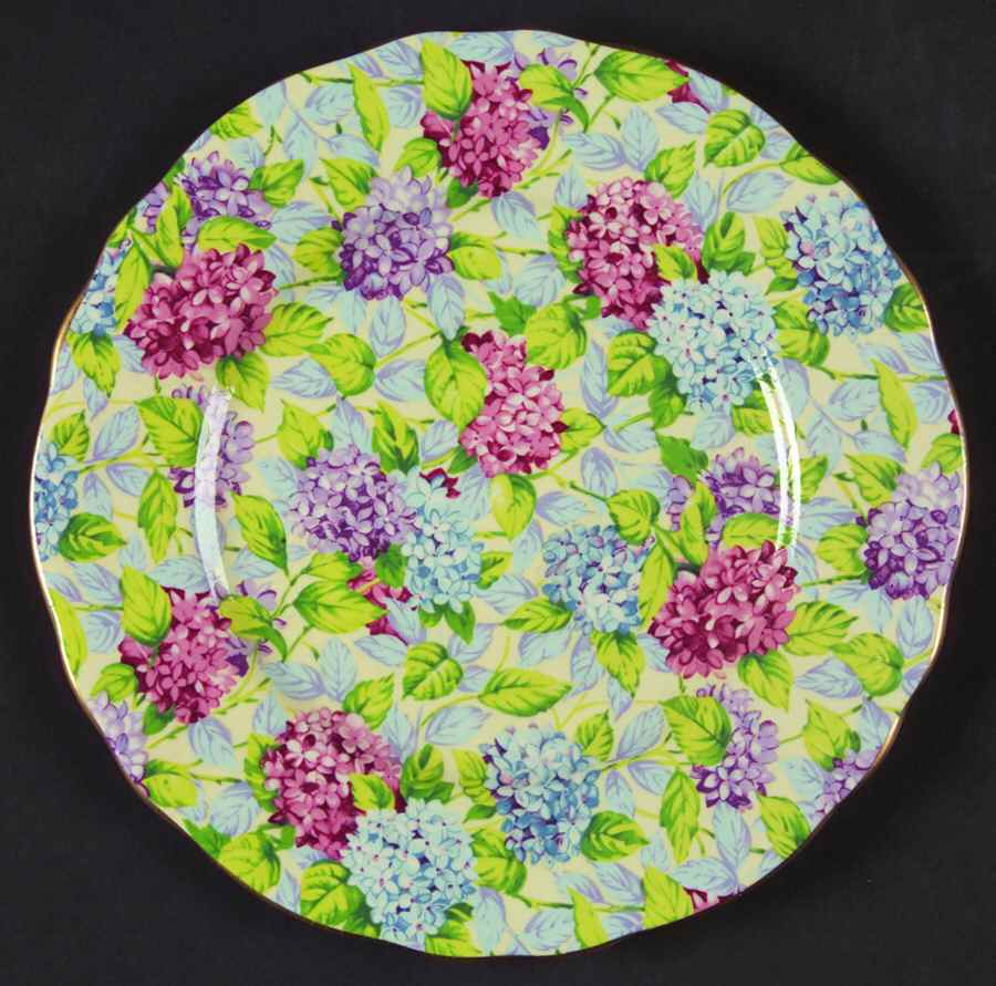 Hydrangea (New, Granville, Cream Background) Salad Plate by James Kent (England)-1