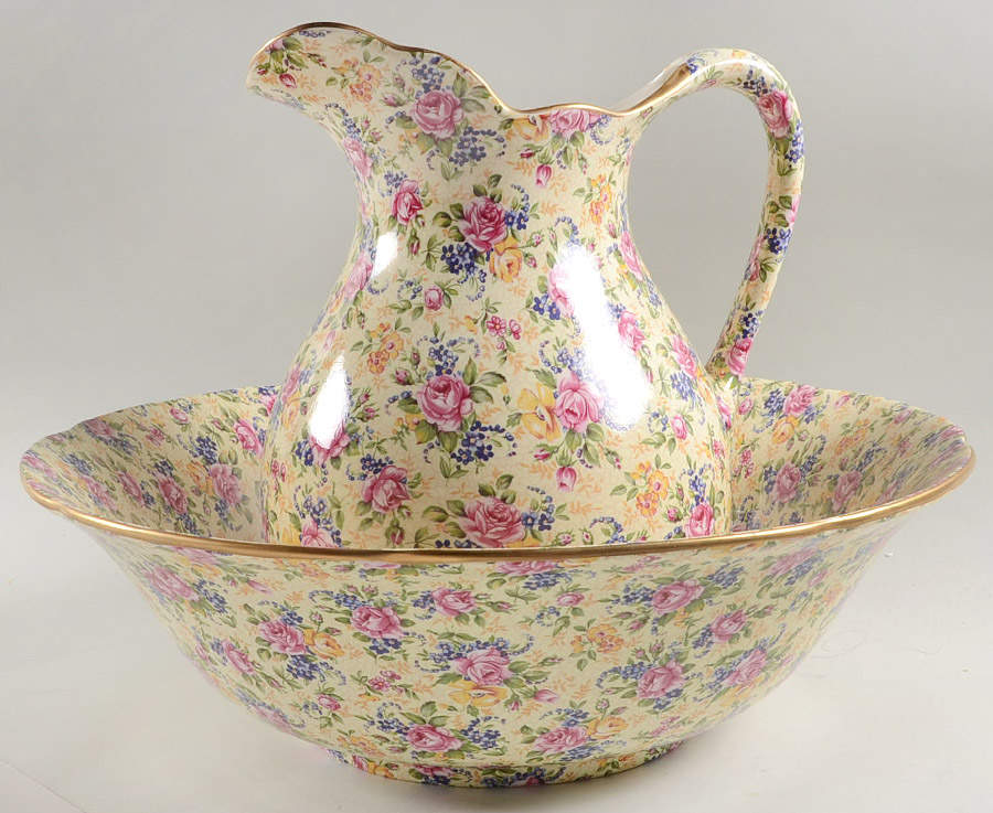 Ruth Kent (New, Granville Shape) 128 Oz Pitcher and Bowl Set by James Kent (England)-1