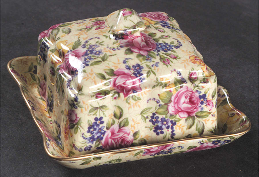 Ruth Kent (New, Granville Shape) Square Covered Butter by James Kent (England)-1