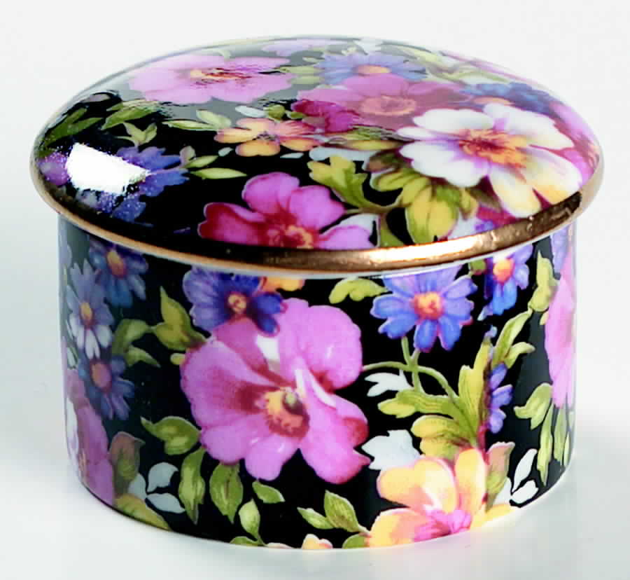 Lydia (New, Granville Shape) Round Deep Pill Box with Lid by James Kent (England)-1