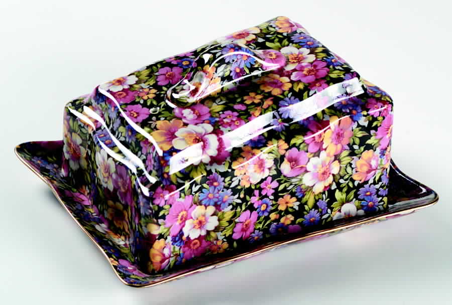 Lydia (New, Granville Shape) Cheese Dish with Lid (Wedge) by James Kent (England)-1