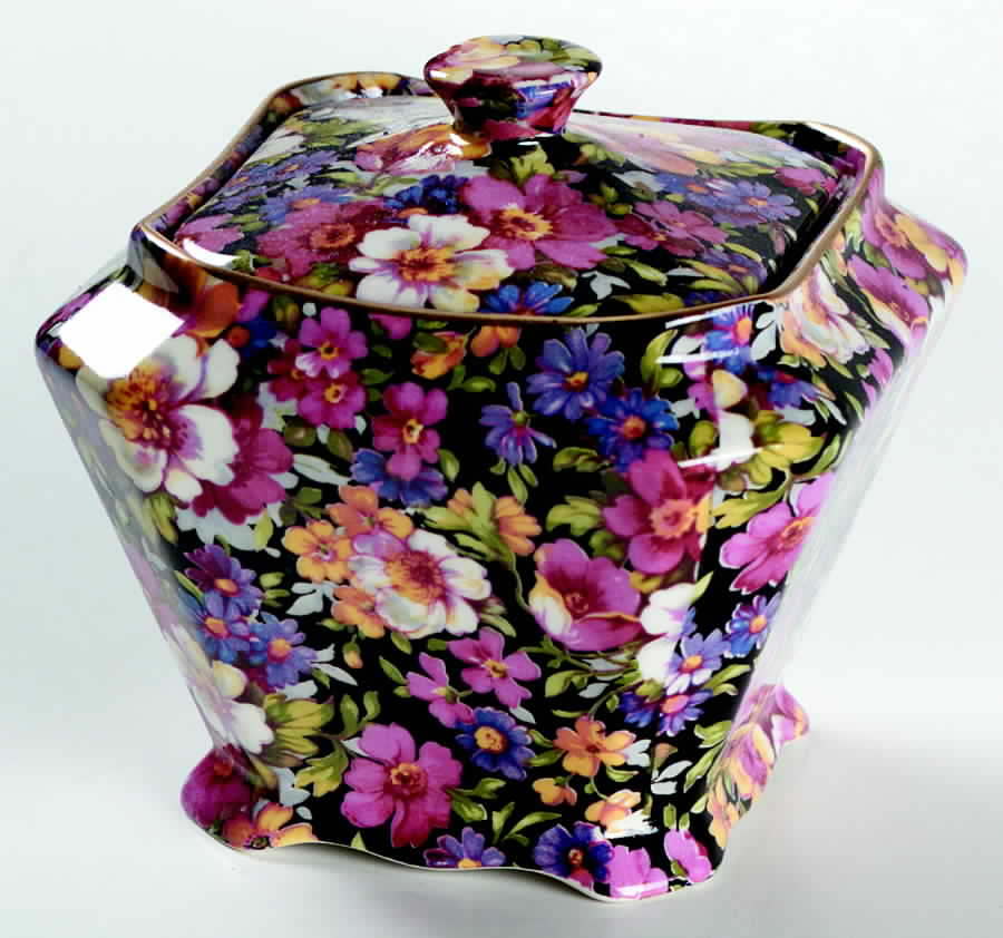 Lydia (New, Granville Shape) Diamond Square Sugar Bowl & Lid by James Kent (England)-1