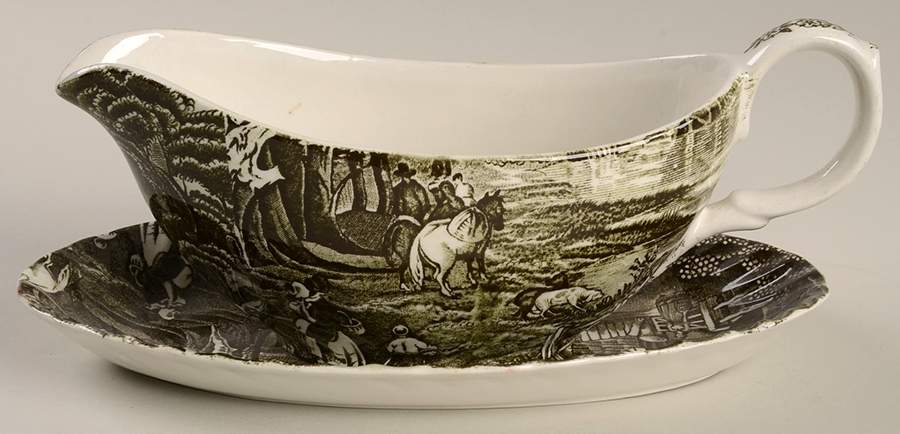 KNT23 Gravy Boat & Underplate/Relish by James Kent (England)-1