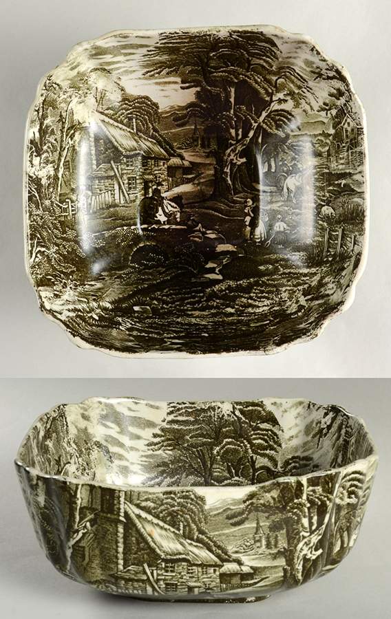 KNT23 9" Square Vegetable Bowl by James Kent (England)-1