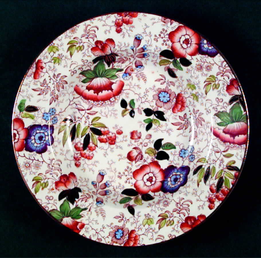 Chintz Rim Soup Bowl by James Kent (England)-1
