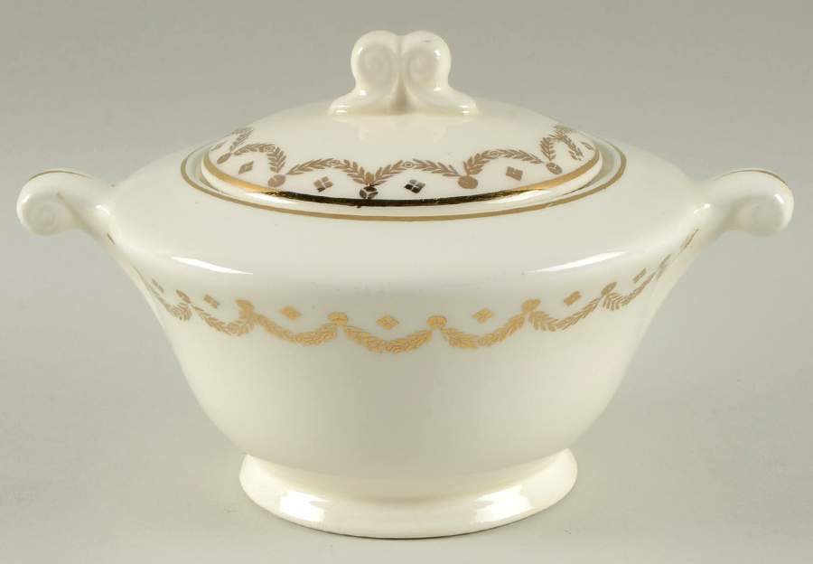 James Gold Festoon Sugar Bowl & Lid by Edwin Knowles-1