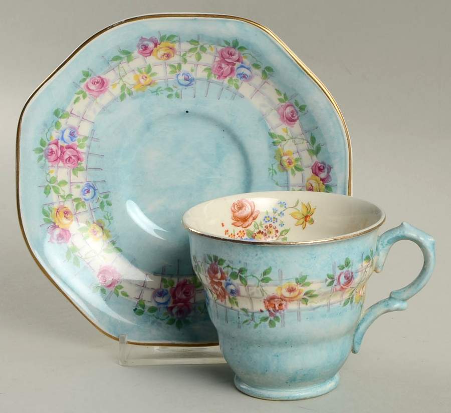 Capri (Scalloped) Footed Cup & Saucer Set by James Kent (England)-1