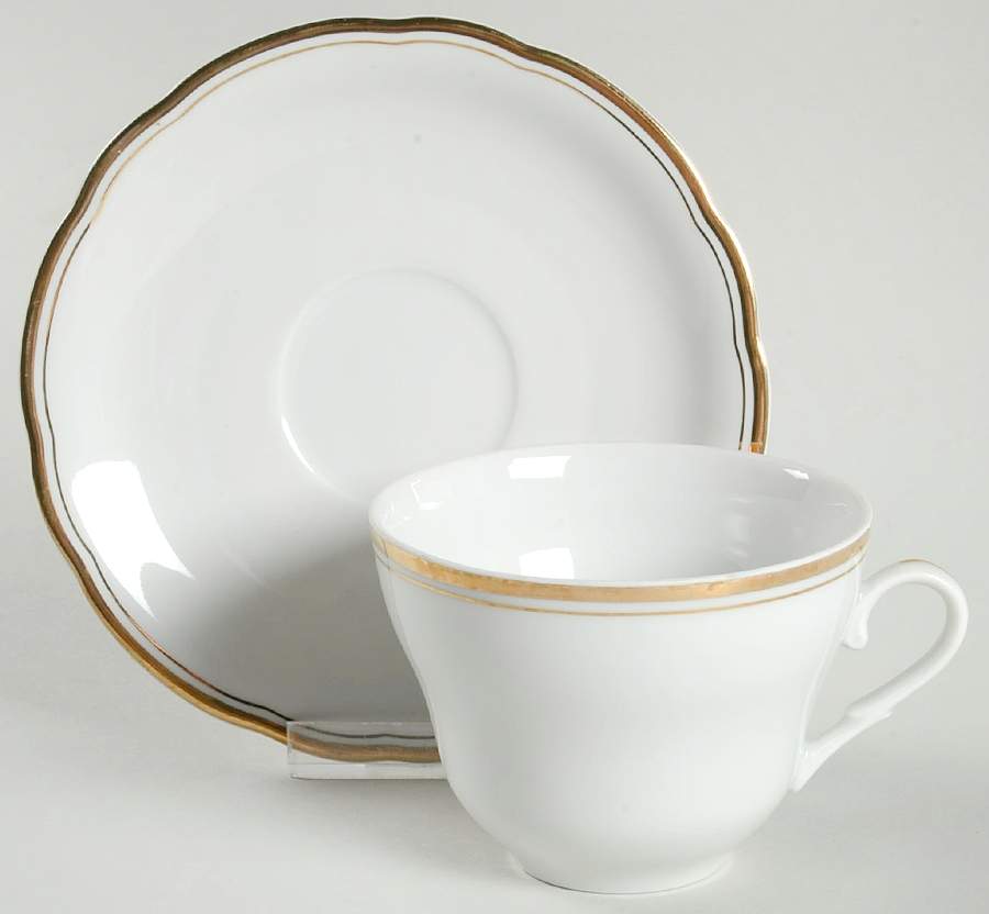 KHL21 (Gold Trim) Flat Cup & Saucer Set by Kahla-1