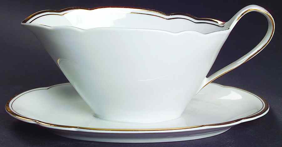 KHL21 (Gold Trim) Gravy Boat with Attached Underplate by Kahla-1