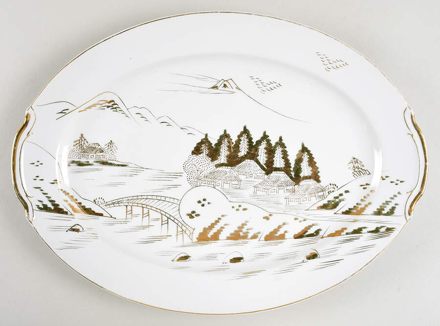 KUT109 16" Oval Serving Platter by Kutani-1