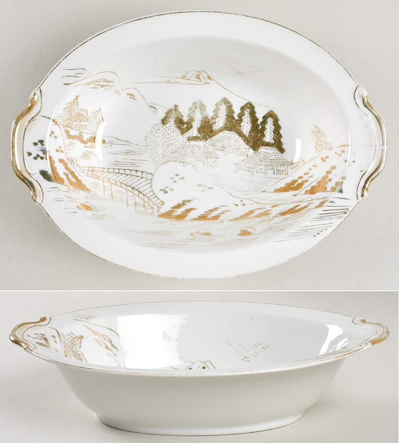 KUT109 10" Oval Vegetable Bowl by Kutani-1