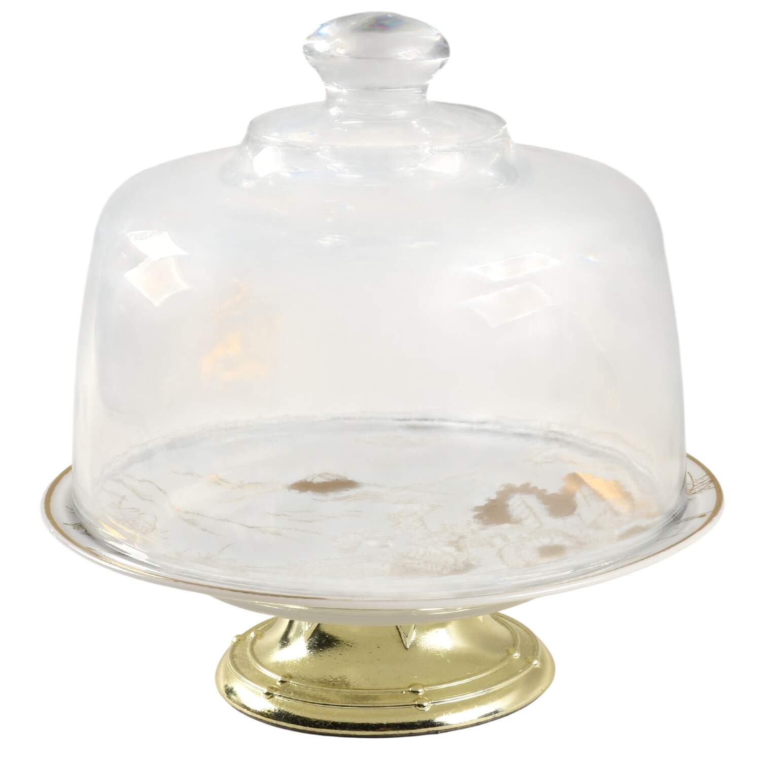 KUT109 6 1/2"-7 1/2" Footed Cheese Plate w/ Glass Dome HC by Kutani-1
