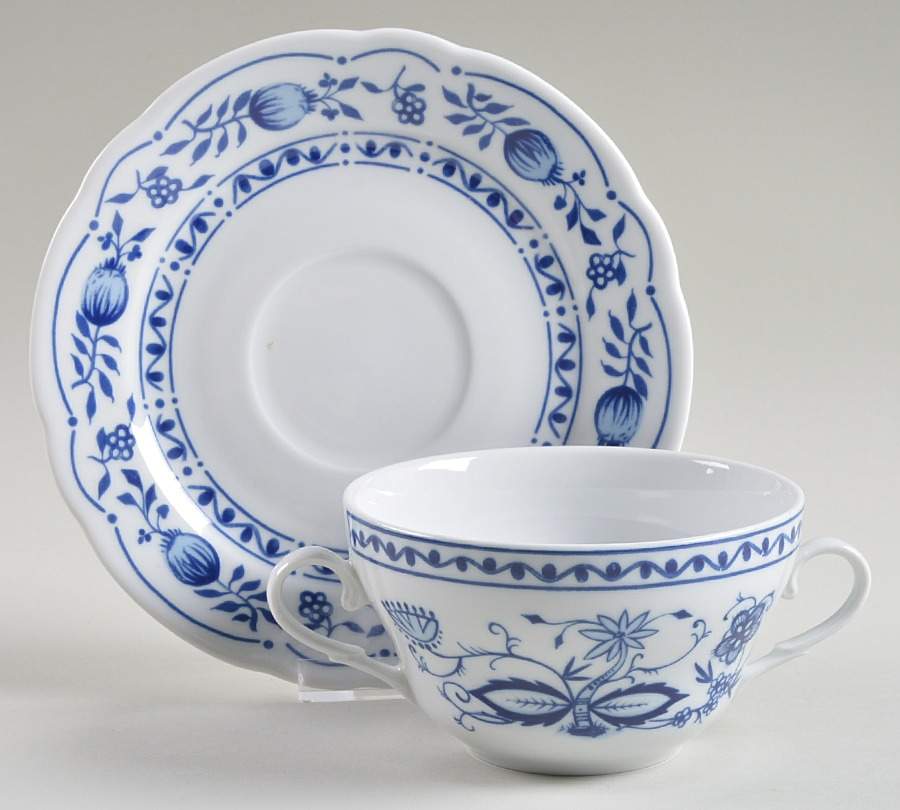 Blue Onion Flat Cream Soup Bowl & Saucer Set by Kahla-1