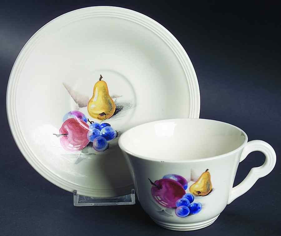 Fruits (No Inner Verge) Flat Cup & Saucer Set by Edwin Knowles-1