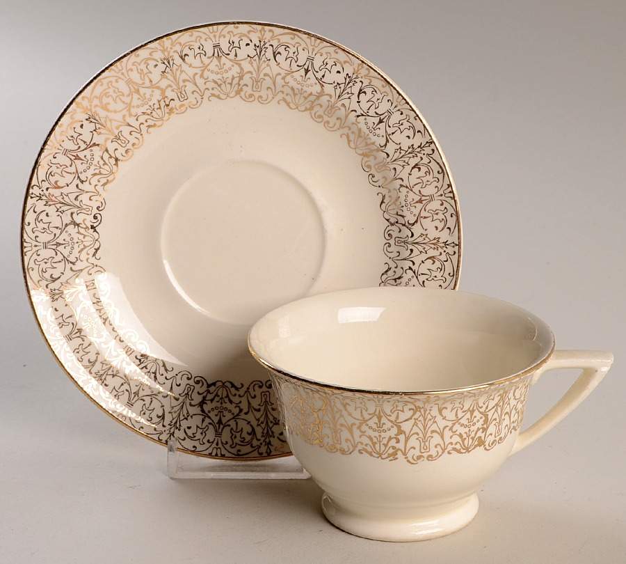 Golden Lace Footed Cup & Saucer Set by Edwin Knowles-1