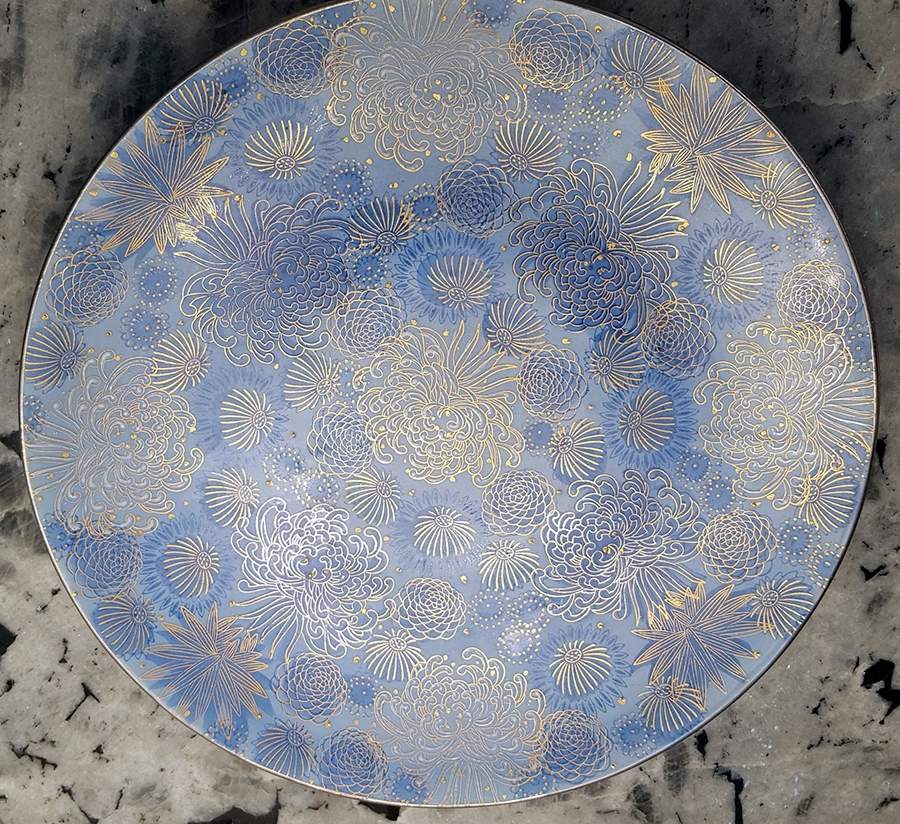 KUT136 14" Chop Plate (Round Platter) by Kutani-1