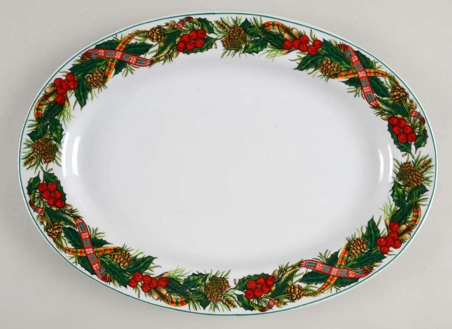 Christmas Heritage 14" Oval Serving Platter by Kopin-1
