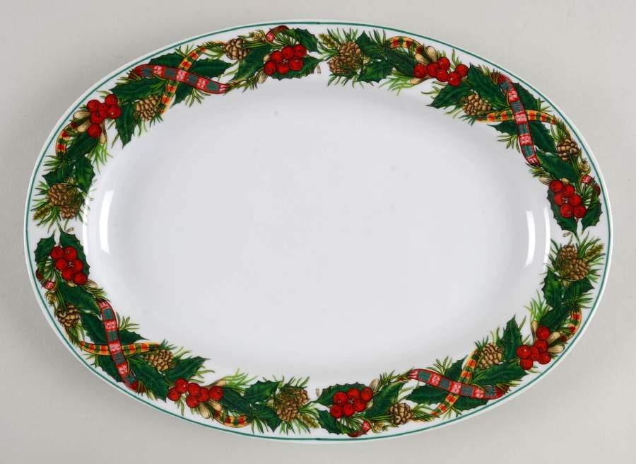 Christmas Heritage 12" Oval Serving Platter by Kopin-1