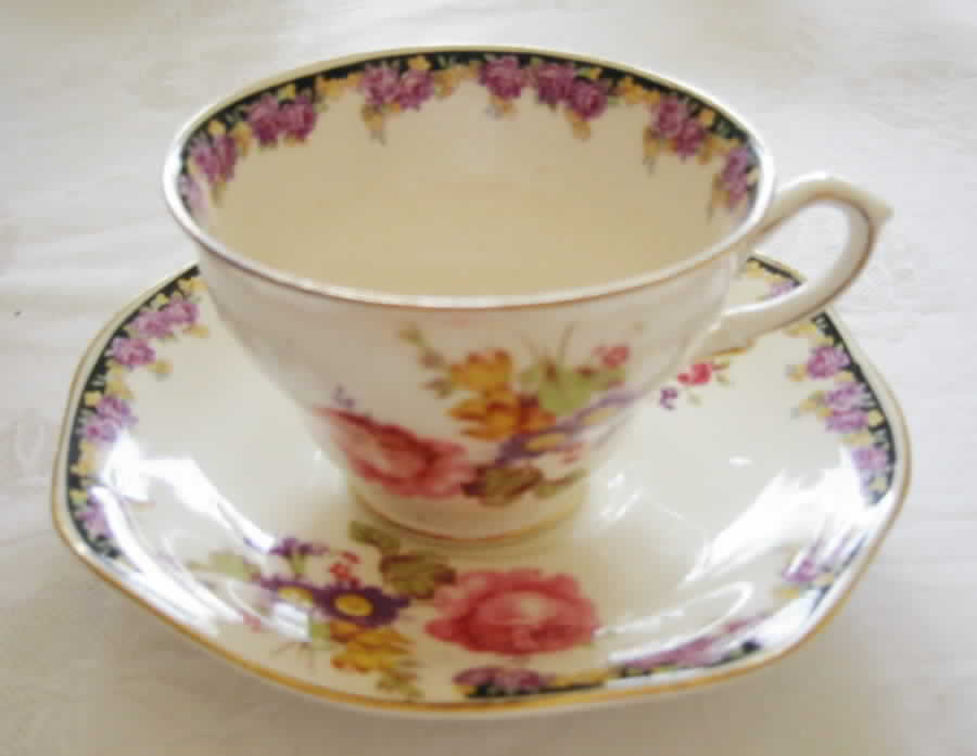Fenton Footed Cup & Saucer Set by James Kent (England)-1