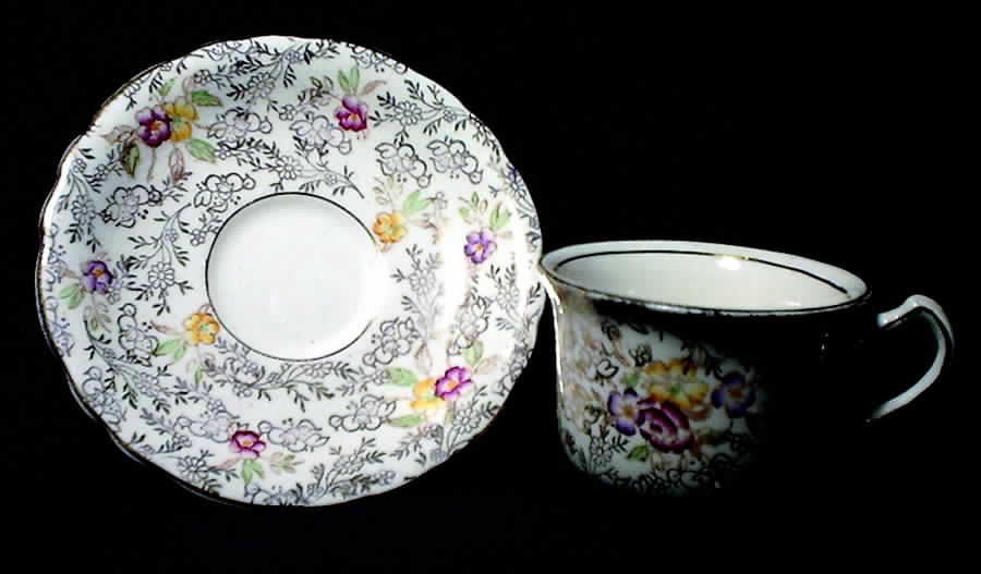 Pearl Delight Flat Cup & Saucer Set by James Kent (England)-1