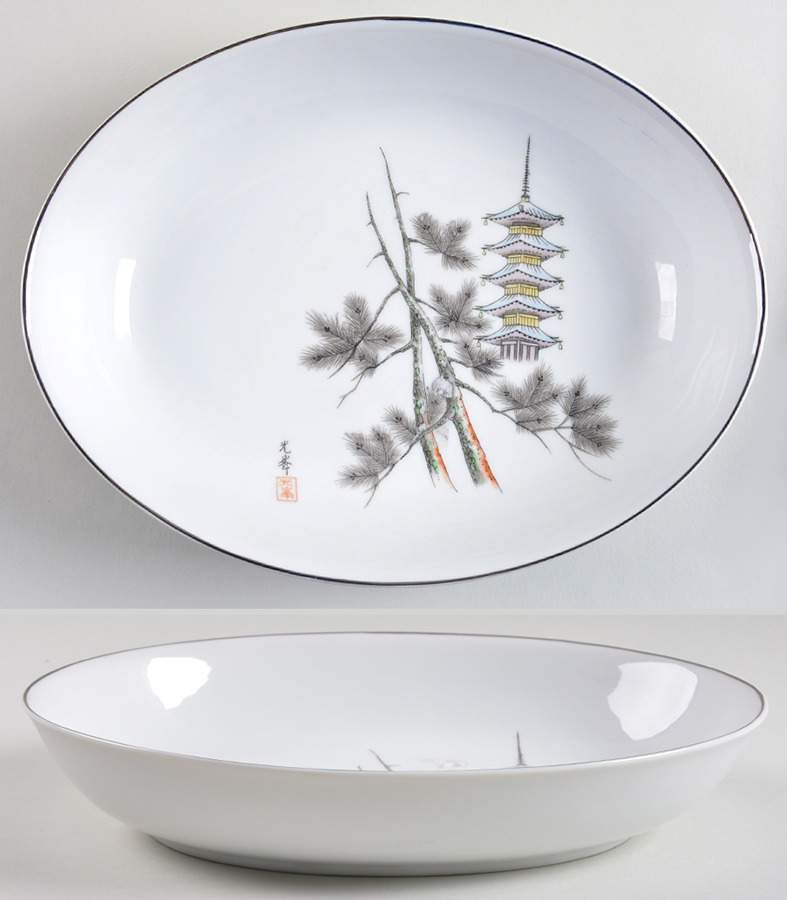 KUT160 10" Oval Vegetable Bowl by Kutani-1