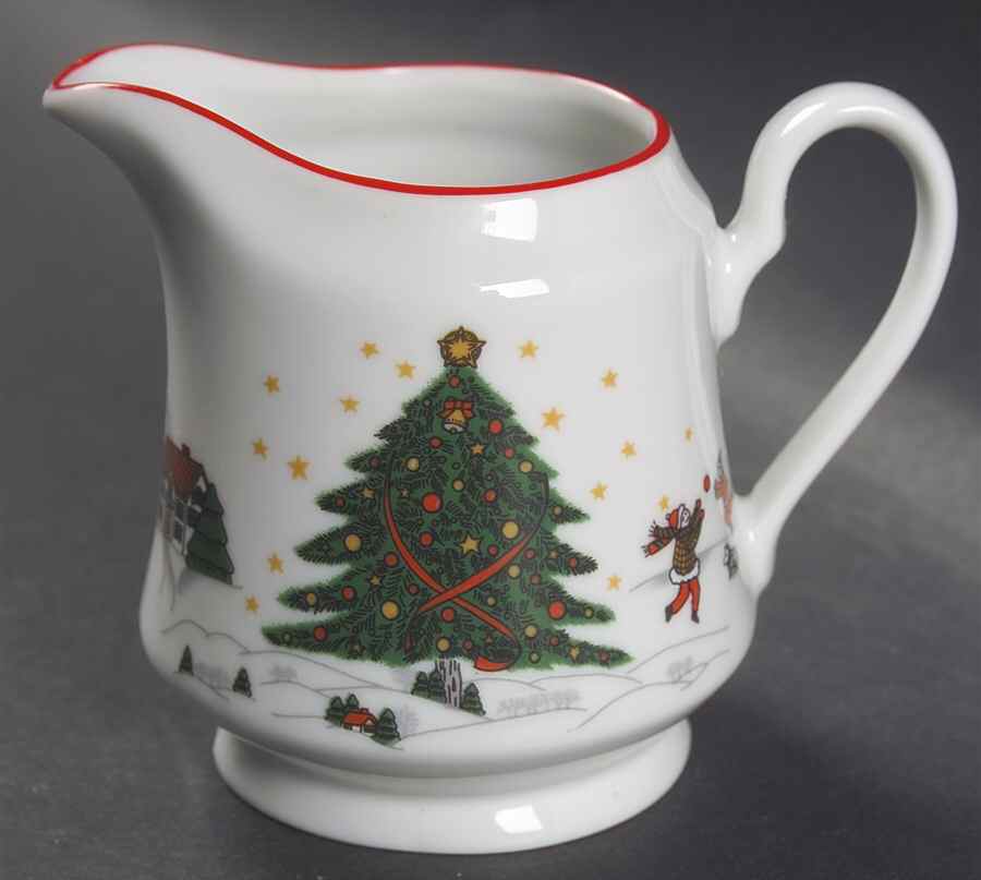 Christmas Pleasure (Scalloped, Red Trim) Creamer by Kopin-1