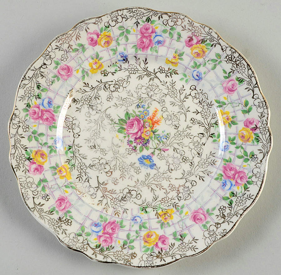 Trellis Rose (Scalloped, England) Bread & Butter Plate by James Kent (England)-1