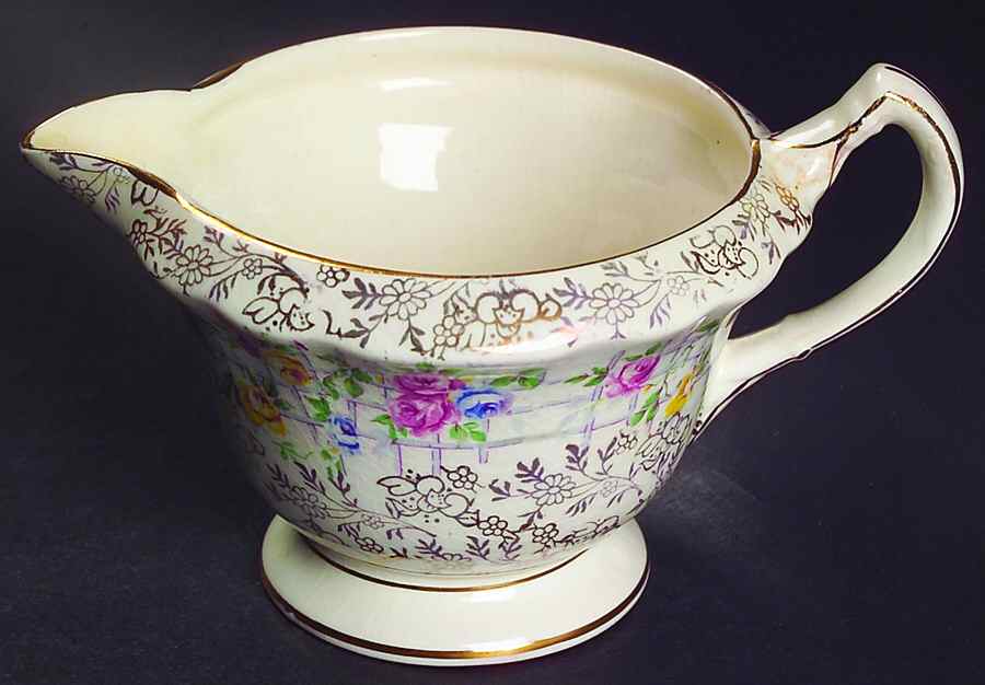 Trellis Rose (Scalloped, England) Creamer by James Kent (England)-1