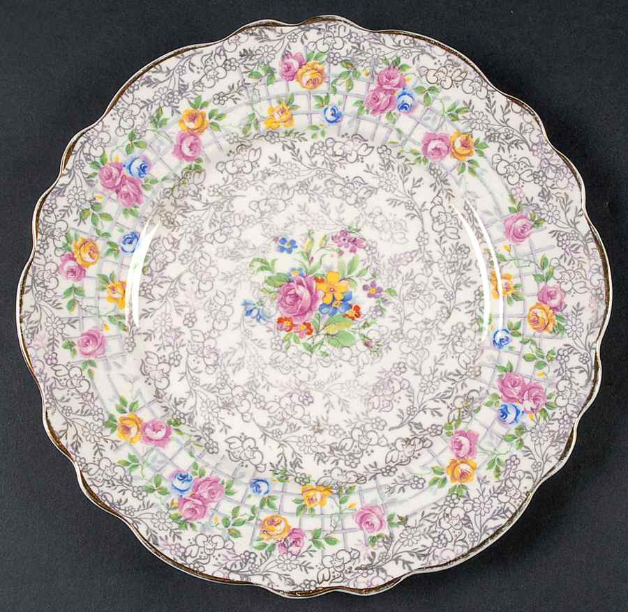 Trellis Rose (Scalloped, England) Salad Plate by James Kent (England)-1