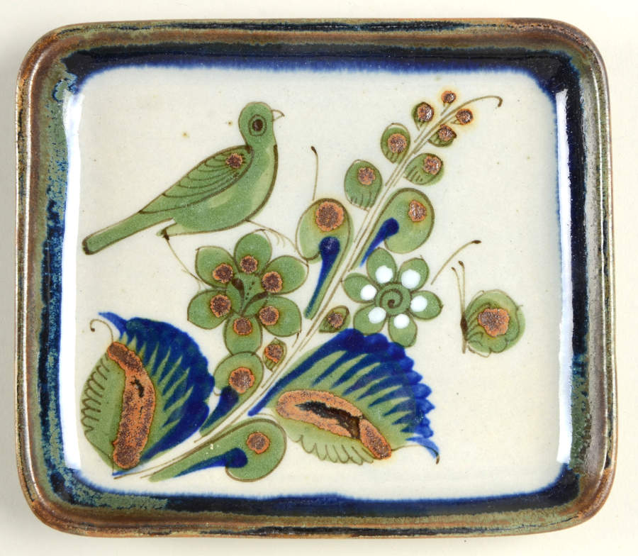 El Palomar Green 6" Rectangular Tray by Ken Edwards Pottery-1