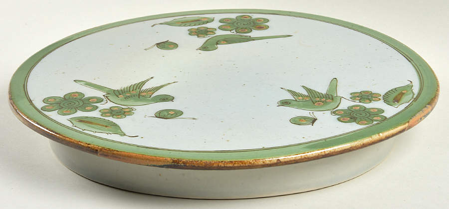 El Palomar Green 13" Diameter Pedestal Cake Stand by Ken Edwards Pottery-1
