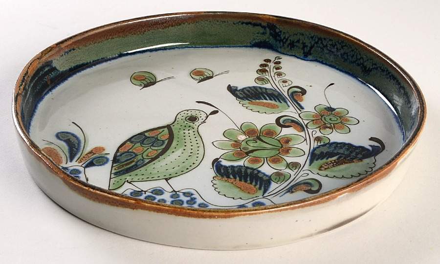 El Palomar Green 9" Round Tray by Ken Edwards Pottery-1