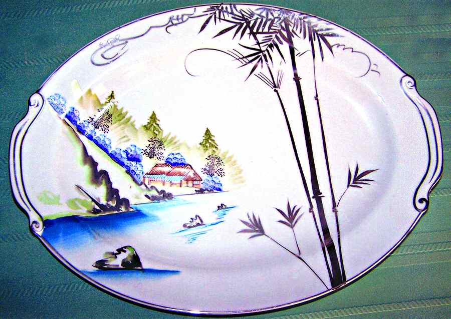 KUT216 14" Oval Serving Platter by Kutani-1