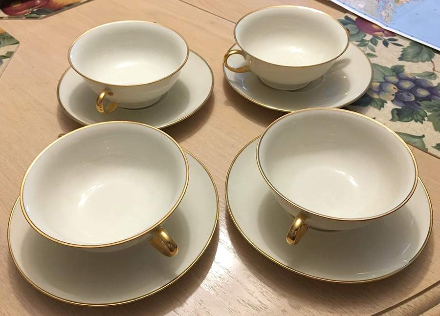 JKW45 Footed Cream Soup Bowl & Saucer Set by JKW Bavaria-1