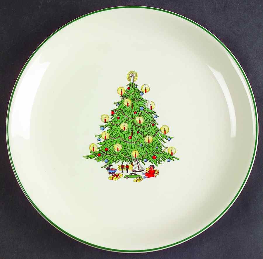 Christmas Tree (Coupe, Green Trim) Salad Plate by Edwin Knowles-1